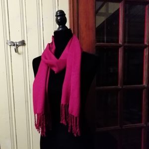 Deep Red Viscose Fringe Scarf/Wrap